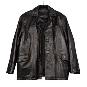 Oakwood Classic‎ Leather Jacket Mens Size L Black Thinsulate Missing Buttons